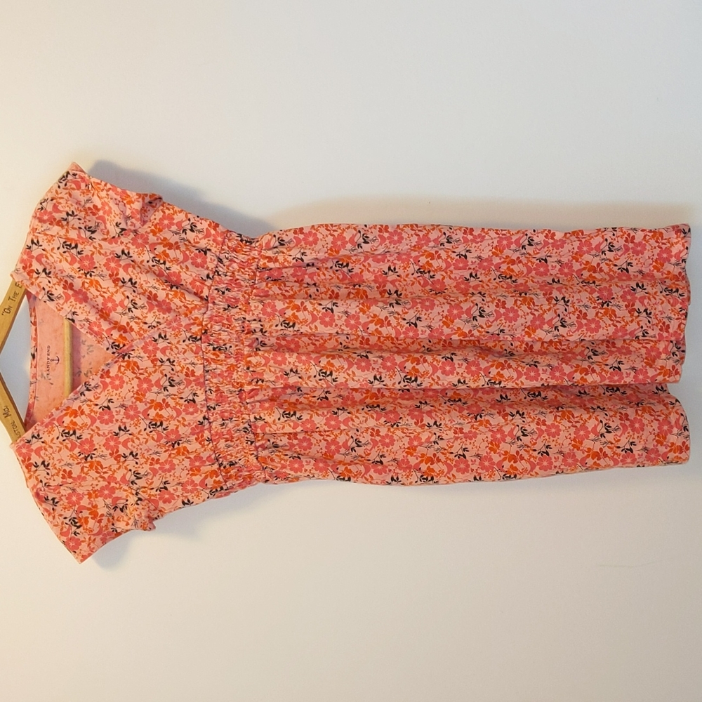 Lands End Girls Size 10 Floral Print 100% Cotton Tagless Neck One Piece Dress - Picture 7 of 7